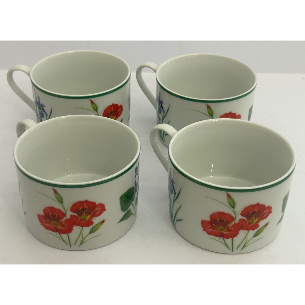 4 National Wildlife Federation Floral Coffee Tea Mugs Orchid Violets Poppy Iris - Picture 3 of 12